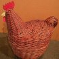 Chicken Basket - Glass Eyes Painted Wooden Features - Folk Art / Farmhouse Decor