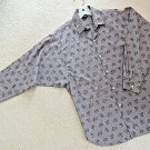 Ladies Shirt Size M Dolman Long Sleeve Black Print on Gray $36 Value NWOT