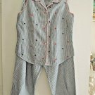 Ladies Cropped Pants + Top Size M - Red White + Blue Stars + Stripes Pants Set Ladies Cropped Pants + Top Size M - Red White + Blue Stars + Stripes Pants Set