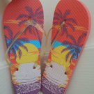 Flip Flops Size 10 L Sunset Palm Tree Theme Unisex Beach Thongs NEW