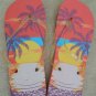 Flip Flops Size 10 L Sunset Palm Tree Theme Unisex Beach Thongs NEW