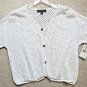 Ladies Top One Size White Open Weave Knit S/S Crop Top $68 Value NWT