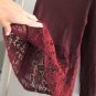 Ladies Top Size M Lace Extender Bottom Tunic Length Burgundy L/S Top NWOT