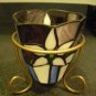 Stained Glass Holder for Plants / Candles / Candy / Soap Etc Artisan Made NWOT