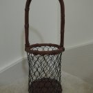 Wine Bottle Carrier Caddy Holder - Wicker + Wire Liquor Bottle Basket w/Handle Wine Bottle Carrier Caddy Holder - Wicker + Wire Liquor Bottle Basket w/Handle