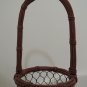 Wine Bottle Carrier Caddy Holder - Wicker + Wire Liquor Bottle Basket w/Handle
