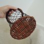 Wine Bottle Carrier Caddy Holder - Wicker + Wire Liquor Bottle Basket w/Handle