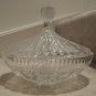 Lead Crystal Bowl Divided Dish + Lid + Spoons William Adams Relish Dish Vtg 50s