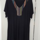 Ladies Tunic Top Size XL Navy w/Multi Trim at Scoop Neck Cotton Viscose NWOT Ladies Tunic Top Size XL Navy w/Multi Trim at Scoop Neck Cotton Viscose NWOT