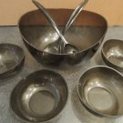 Salad Bowl Set for 4 + Serving Utensils Smoked Glass Look Acrylic Vtg $300 Value