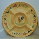 Serving Platter Handpainted Chicken Motif 5 Compartment Slotted Dish Vtg 80s NEW Serving Platter Handpainted Chicken Motif 5 Compartment Slotted Dish Vtg 80s NEW