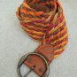 Belt Size 32 Multicolor Braided Rope/Leather w/Harness Buckle Fife & Drum Paris