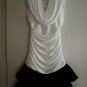Ladies Cocktail Dress Size M Ruffled Bottom Draped Neckline $250 Value B/W Dress