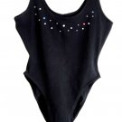 Ladies Leotard Size M Black Jeweled Tank Style Hi Cut Legs - Exercise Dance Wear Ladies Leotard Size M Black Jeweled Tank Style Hi Cut Legs - Exercise Dance Wear