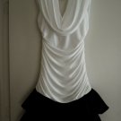 Ladies Dress Size M Ruffled Bottom Draped Neckline by CONTEMPO CASUALS B/W Dress