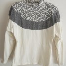 Ladies Top Size L Mock T Neck Dolman Sleeve Off White +Black Cotton L/S by PASTA