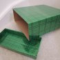 Gift Box Holds Surprises Treats Presents Etc - Shiny Green Plaid Container + Lid