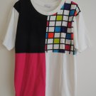 Ladies Top Size L Geometric Block Print 100% Cotton Shirt by THE LIMITED EUC Ladies Top Size L Geometric Block Print 100% Cotton Shirt by THE LIMITED EUC