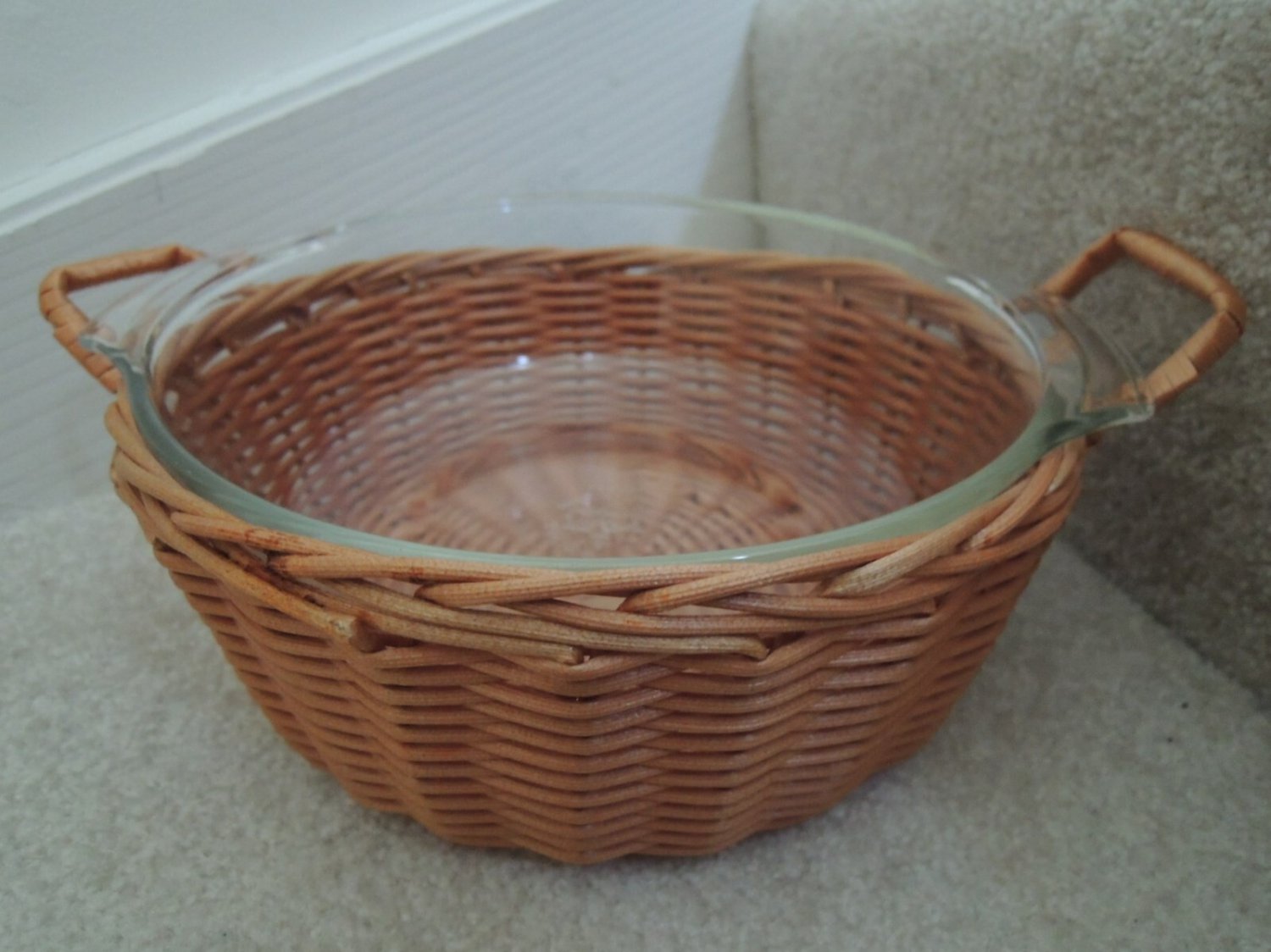 Anchor Hocking Fire King Oven Proof Serving Bowl Basket Combo - 1 1/2 Qt Server