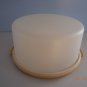 Cake Taker Holder Vtg 70s Tupperware Clear Lid Gold Base 11" Container Carrier