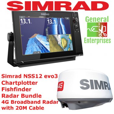 Simrad NSS12 EVO3 | Weather Radar Bundle | Fish Finder | Chart Plotter | GPS