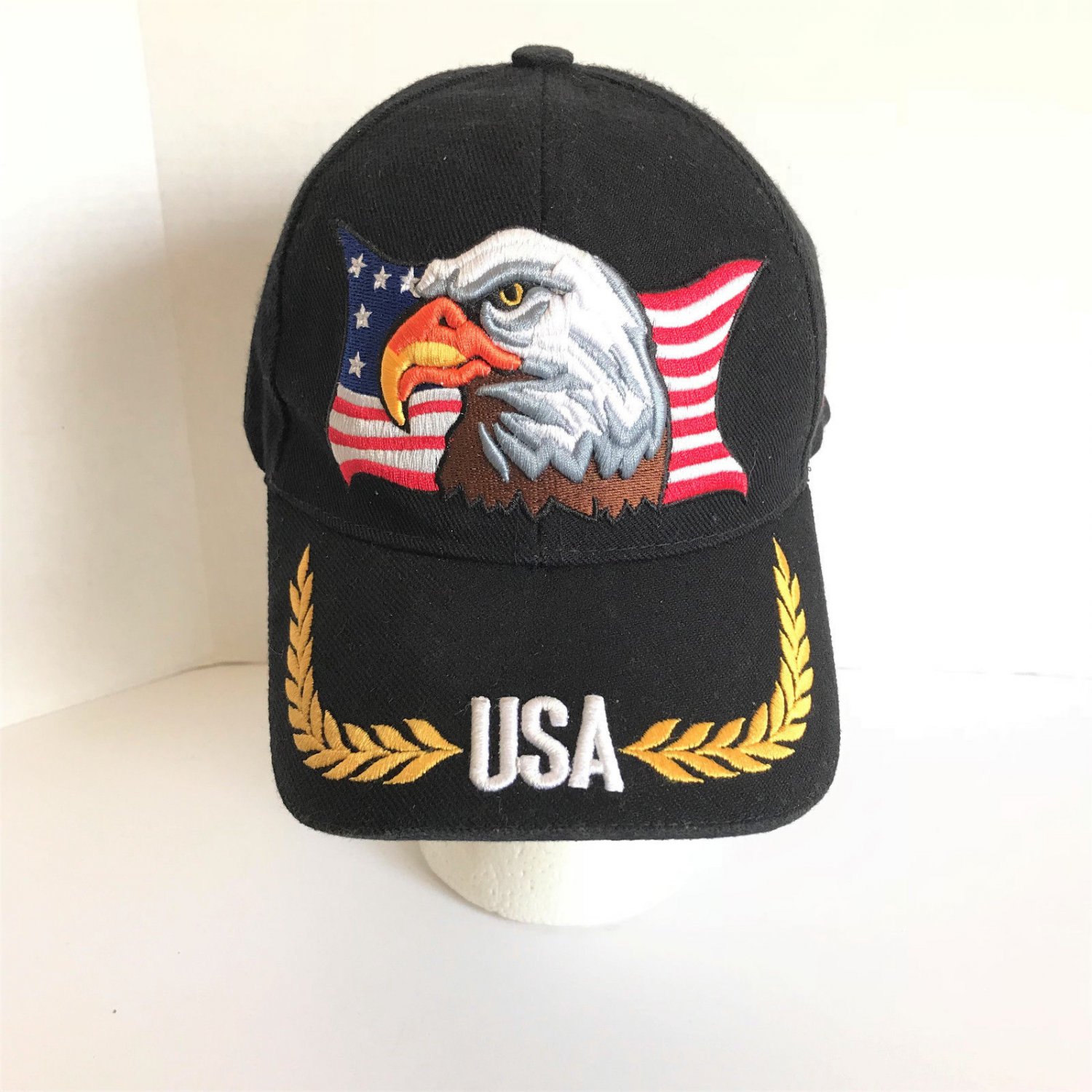 USA American Flag Bald Eagle Embroidered Black Red Blue Adjustable ...