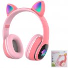 Cut Pink Cat Eear Bluetooth Headphone Headsets V5.0 Flashing Earphone