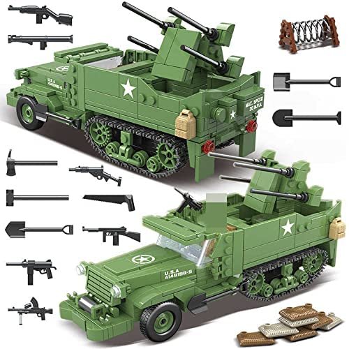 WW2 US M16 MGMC Half Track Anti-Aircraft soldier Minifigures