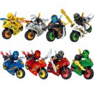 8pcs Phantom Ninjago Cole Jay Kai Zane Lloyd Minifigures on Motorbike Building Toys