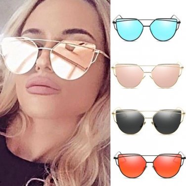 New Fashion Women Oversized Sunglasses Cat Eye Gold Metal Eyewear for Ladies
