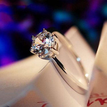 Classic Engagement Claw Ring White Sapphire 10K White Gold Filled Women Sz 5-12