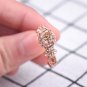 US Round Champagne Topaz Vintage Flower Rose Gold Plated Ring Women Size 5-11