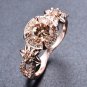 US Round Champagne Topaz Vintage Flower Rose Gold Plated Ring Women Size 5-11