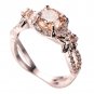 US Round Champagne Topaz Vintage Flower Rose Gold Plated Ring Women Size 5-11