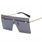 Big Square Rimless Sunglasses Women Men Vintage Metal Oversized Shades Eyewear