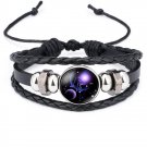 Mystic 12 Constellation Signs Vivid Crystal Beaded Leather Personality Bracelet