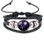 Mystic 12 Constellation Signs Vivid Crystal Beaded Leather Personality Bracelet