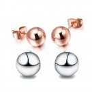 6/8mm Silver/Rose Gold Round Ball Ear Studs Earrings Women's Gold Plated Jewelry