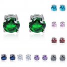 7.5MM Earrings CZ Ear Stud Round CUT 10Kt White Gold Filled Wedding Jewelry Gift
