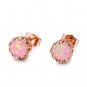 Pretty Sweet 18kt Rose Gold Stud Earrings Women's Round Fire Opal Earrings Gift