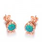 Pretty Sweet 18kt Rose Gold Stud Earrings Women's Round Fire Opal Earrings Gift