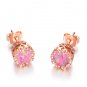 Pretty Sweet 18kt Rose Gold Stud Earrings Women's Round Fire Opal Earrings Gift