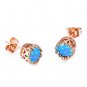 Pretty Sweet 18kt Rose Gold Stud Earrings Women's Round Fire Opal Earrings Gift