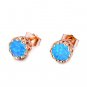 Pretty Sweet 18kt Rose Gold Stud Earrings Women's Round Fire Opal Earrings Gift