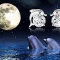 New Womens White Crystal Eyes Dolphin Stud Earrings Silver Plated Party Jewelry