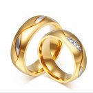 Titanium Steel CZ Gold Plated Couple Band Rings Men/Women's Wedding &Engagement