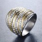 25mm Gold Silver Stainless Steel Band Women's Wedding Promised Ring Size 6-10
