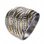 25mm Gold Silver Stainless Steel Band Women's Wedding Promised Ring Size 6-10