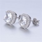 US Princess Cut White Sapphire 10KT White Gold Plated Jewelry Earrings for Women