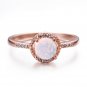 US Classic Round White Fire Opal 10KT Rose Gold Plated Ring Jewelry for Women
